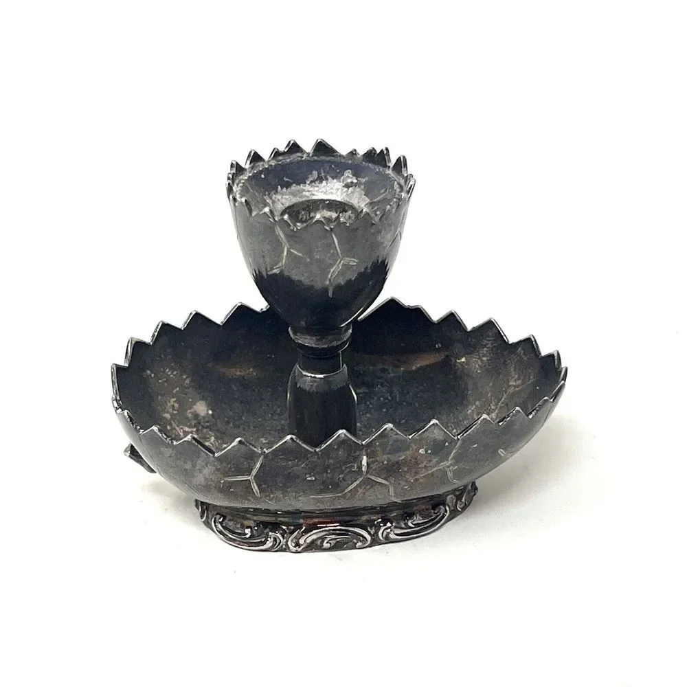 Antique Wilcox Silver Plate Miniature Candle Holder Bowl ‎ Vintage Silver Decor